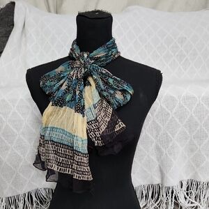 Asian Elegant Multicolor Scarf Long Neck Sheer Scarf Tiny Hole See Picture
